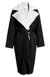 Nordstrom Signature Waterfall Lapel Double Face Wool & Cashmere Coat In Black- Grey Heather