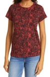 Rag & Bone Snake Print Organic Cotton T-shirt In Red Multi