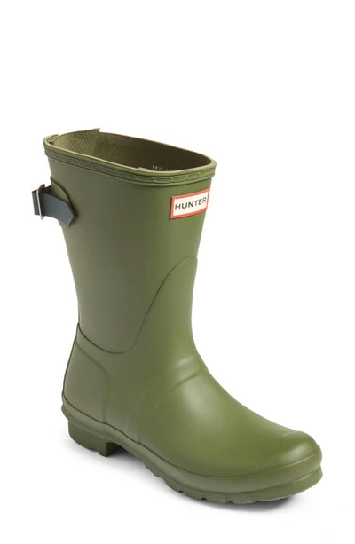 Hunter Original Short Back Adjustable Rain Boot In Olive