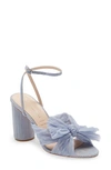 Loeffler Randall Camellia Pleated Bow Heel With Ankle Strap Blue In Blue