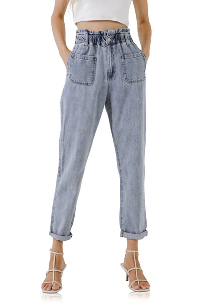 Grey Lab Paperbag Waist Crop Pocket Jeans In Denim