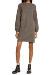 Madewell Brushed Ribbed Mock Neck Minidress In Heather Cocoa