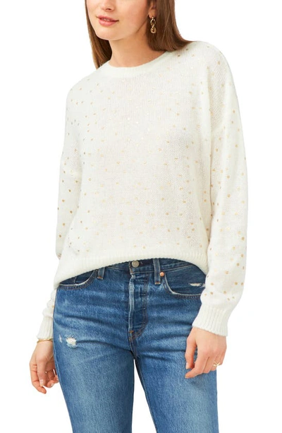 1.state Metallic-dot Sweater In White
