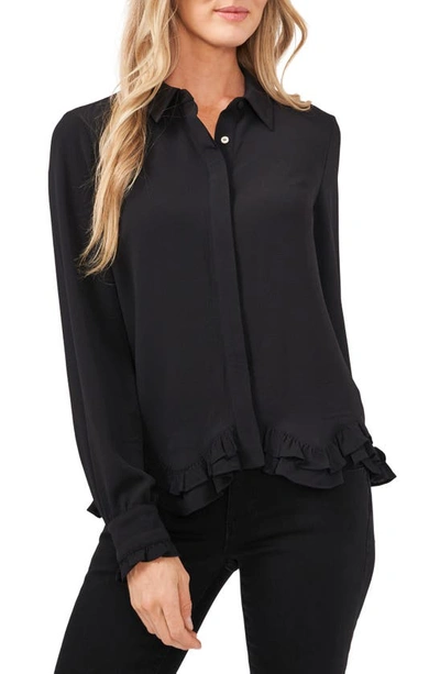 Cece Ruffle Blouse In Rich Black