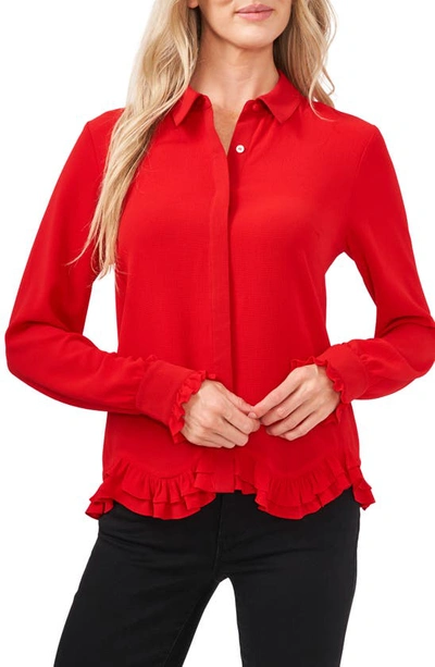 Cece Ruffle Blouse In Luminous Red