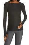 Beyond Yoga Featherweight Classic Crew Pullover Top In Darkest Night