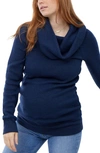 Ingrid & Isabelr Cowl Neck Maternity Sweater In French Navy