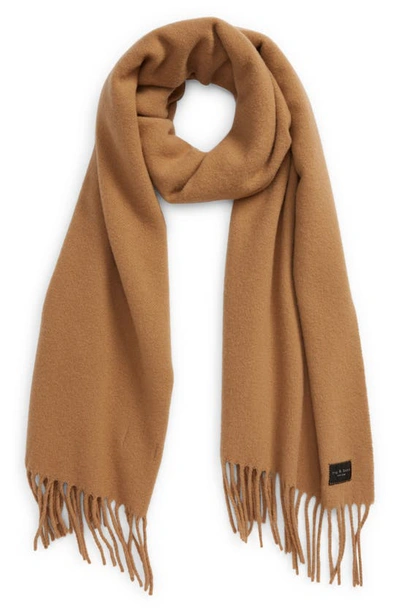 Rag & Bone Addison Skinny Recycled Wool Blend Scarf In Camel