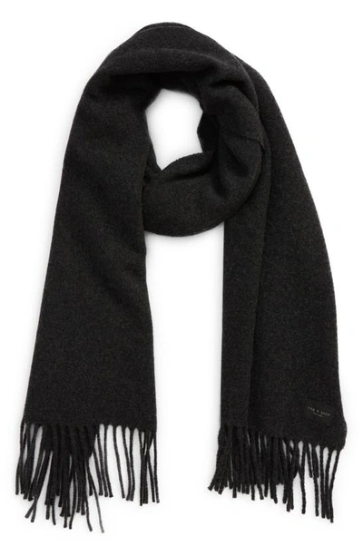 Rag & Bone Addison Skinny Recycled Wool Blend Scarf In Charcoal