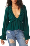 Free People Women's Daia Ruched Peplum Top In Garden Gem