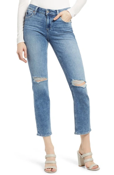 Paige Amber High Rise Ankle Straight Jeans In Walk About Destructed In Blue