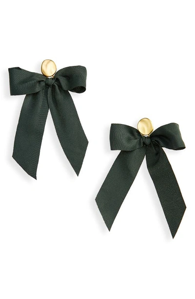 Madewell Satin Bow Statement Earrings In Smoky Spruce