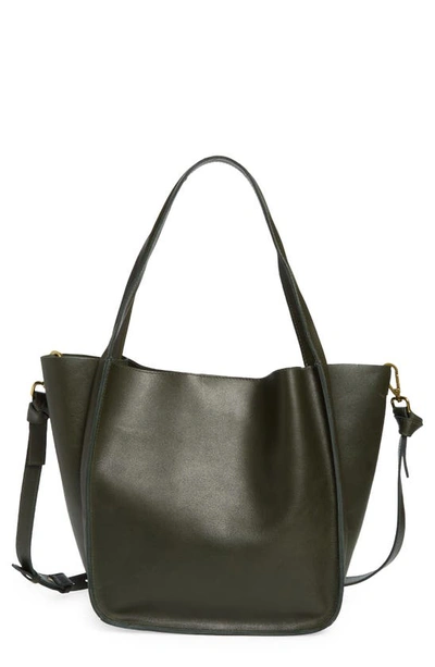 Madewell The Sydney Leather Tote In Dark Forest