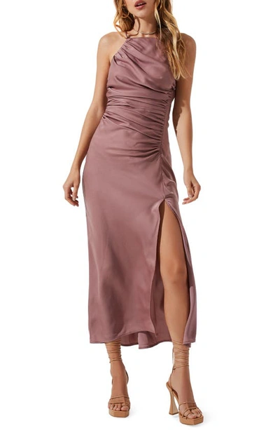 chinese dress ladies Mauve Colorblock Satin Maxi Dress - All Dresses
