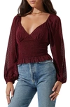 Astr Sequin Check Blouse In Wine