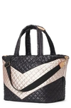 Mz Wallace Deluxe Large Metro Tote In Black And Rose Gold Chevron