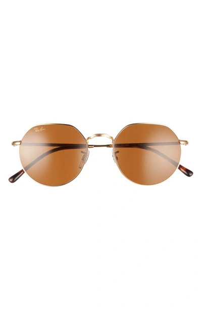 Ray Ban Jack 53mm Sunglasses In Legend Gold/ Brown