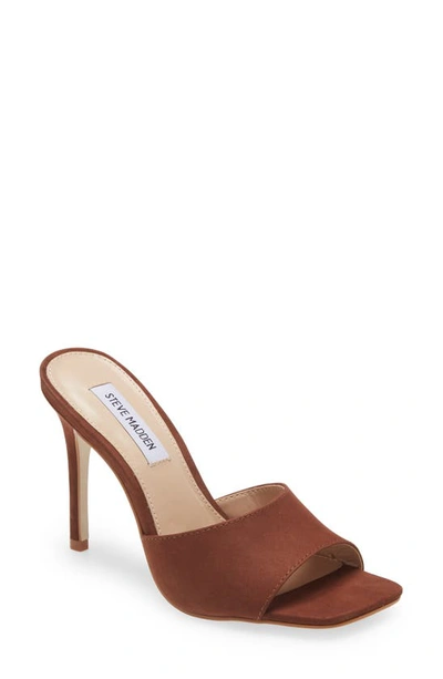 Steve Madden Signal Square Toe Sandal In Brown Nubuck