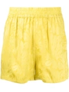 Rta Leaf-print Short Shorts In Meadowlark