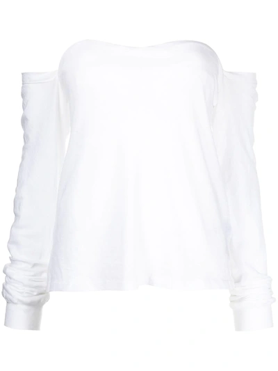 Rta Off-shoulder Long Sleeve Top In Weiss