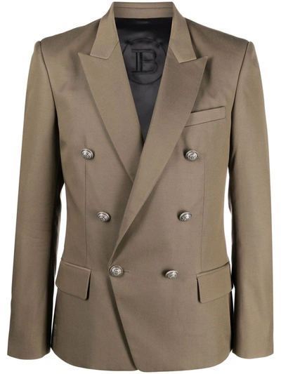 Balmain Double-breasted Blazer In Brown
