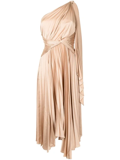 Acler Women's Kalora Pleated Satin One-shoulder Midi Dress In Gold