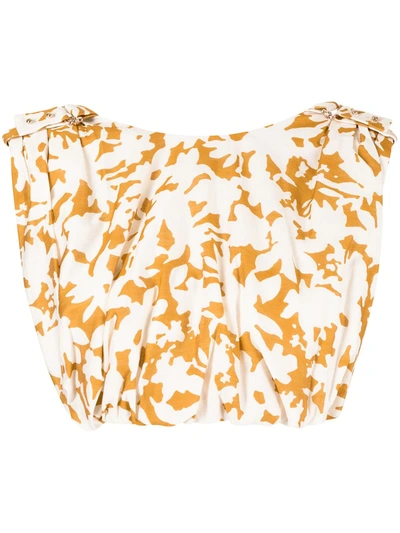 Acler Landon Floral-print Cropped Top In Yellow