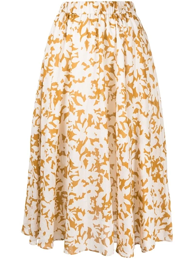 Acler Landon Abstract Midi Skirt In Yellow