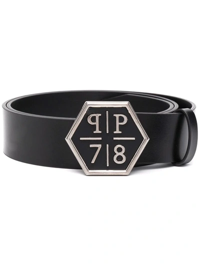 Philipp Plein Logo-buckle Belt In Schwarz