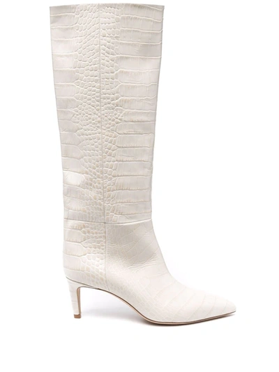 Paris Texas 70mm Leather Stiletto Boots In White
