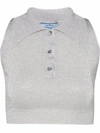 Prada Lurex Knit Crop Top In Grau