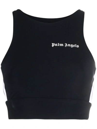 Palm Angels Track Sports Tanktop In Technical Fabric In Black White