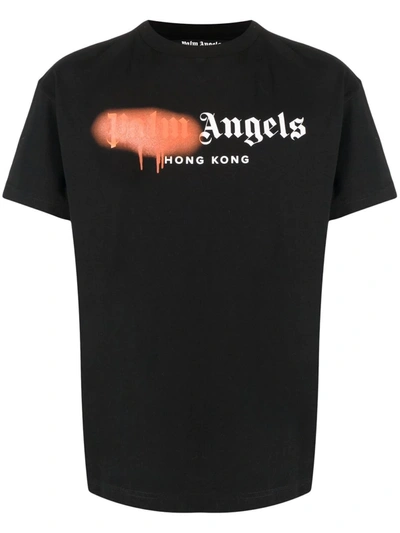 Palm Angels Sprayed Logo-print T-shirt In Schwarz