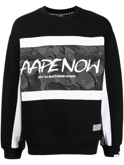 Aape By A Bathing Ape Logo-print Crew Neck Sweatshirt In Schwarz