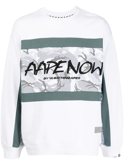 Aape By A Bathing Ape Logo-print Crew Neck Sweatshirt In Weiss