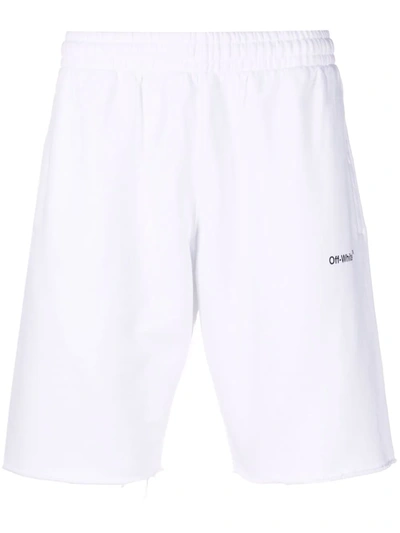 Off-white Caravaggio Diag-stripe Print Bermuda Shorts In White