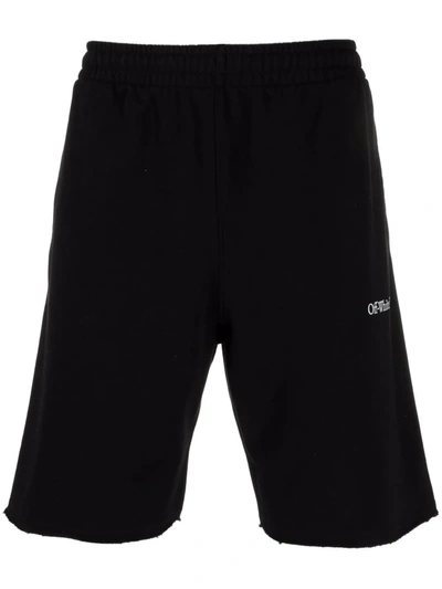 Off-white Cotton Shorts With Signature Logos And Functional Pockets In Black