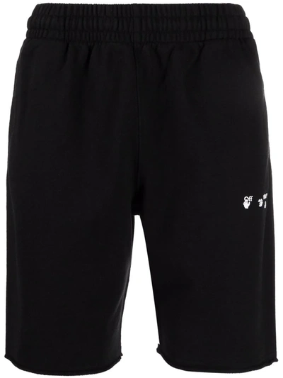 Off-white Logo-print Cotton Track Shorts In Schwarz