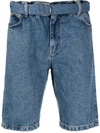 Off-white Belted Denim Shorts In Blau