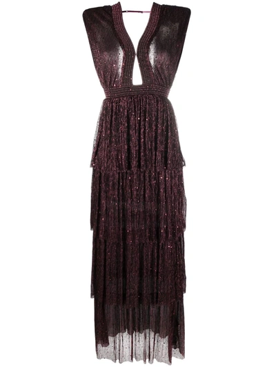 Sabina Musayev Cardinal Tiered Maxi Dress In Garnet | ModeSens