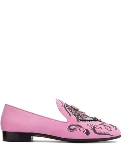 Giuseppe Zanotti Gzxswaelee Embellished Loafers In Rosa