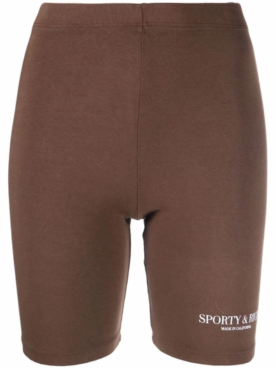 Sporty And Rich Logo-print Bike Shorts In Braun