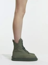 Attico Green Canvas Selene Ankle Boots In Military Green