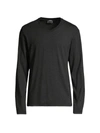 Hanro Casuals Long-sleeve V-neck T-shirt In Caviar