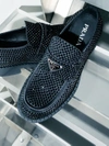 Prada Crystal Chocolate Loafers In Nero
