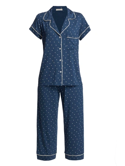 Eberjey Gisele Printed The Long Pajama Set In Lunita Indigobone