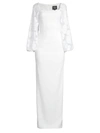 Black Halo Tiana Burnout-sleeve Column Gown In Arctic Vines