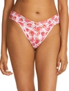 Hanky Panky Original-rise Printed Lace Thong In Strawberry Fields