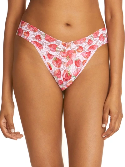 Hanky Panky Original-rise Printed Lace Thong In Strawberry Fields