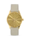 GUCCI WOMEN'S G-TIMELESS YELLOW GOLD PVD & LEATHER STRAP WATCH,400015464216